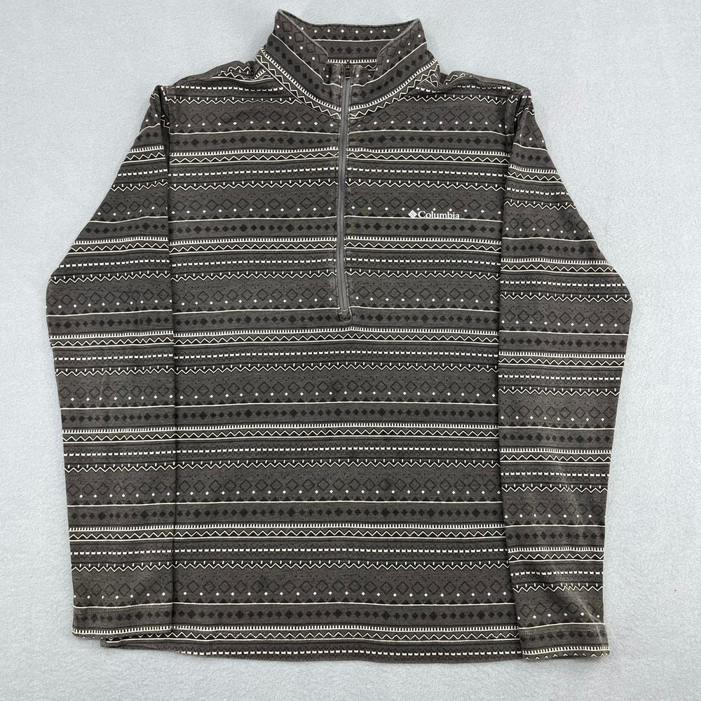 Columbia Womens Grey Geometric Fair Isle Quarter Zip Pullover Sweater Size M